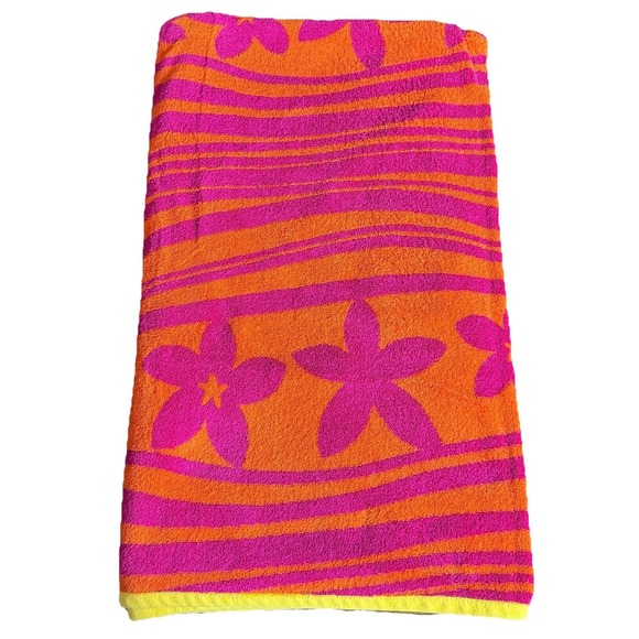 Kirklands Other - Vtg Kirkland Costco Towel For 2 Beach Lake Pool Towel Pink Orange Stripe Floral